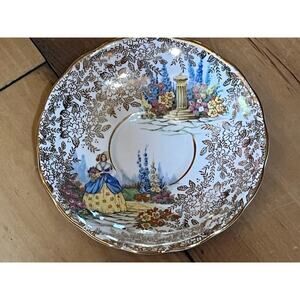 Colclough Bone China Saucer Only. England. Lady in garden. floral